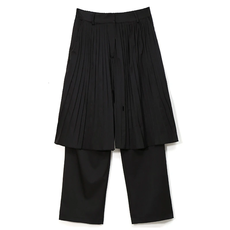 CHICEVER Лоскутные поддельные брюки из двух частей для женщин с высокой талией