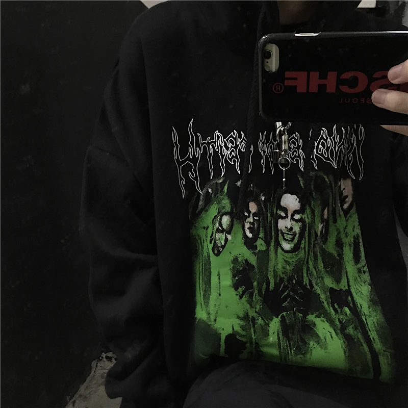 

Vintage Hoodie Ulzzang Jacket Hip Hop Dropshipping Punk Vintage Harajuku Print Korean Clothes Top Women Sweatshirt