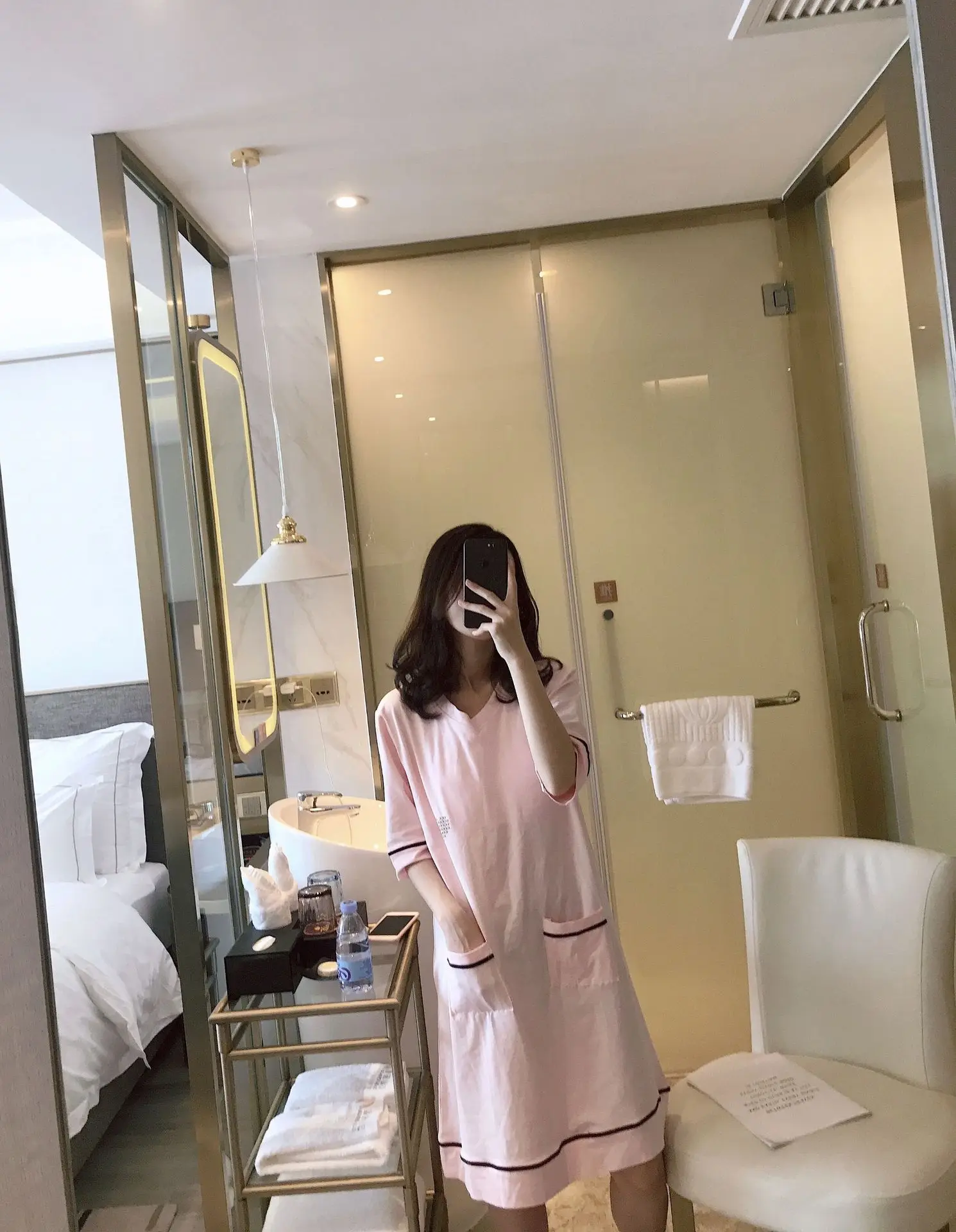 Women's Nightfress New Summer Short Sleeve Cotton Nightgown Simple Solid Color Printing Letter with Bra Pad Dress Detachable