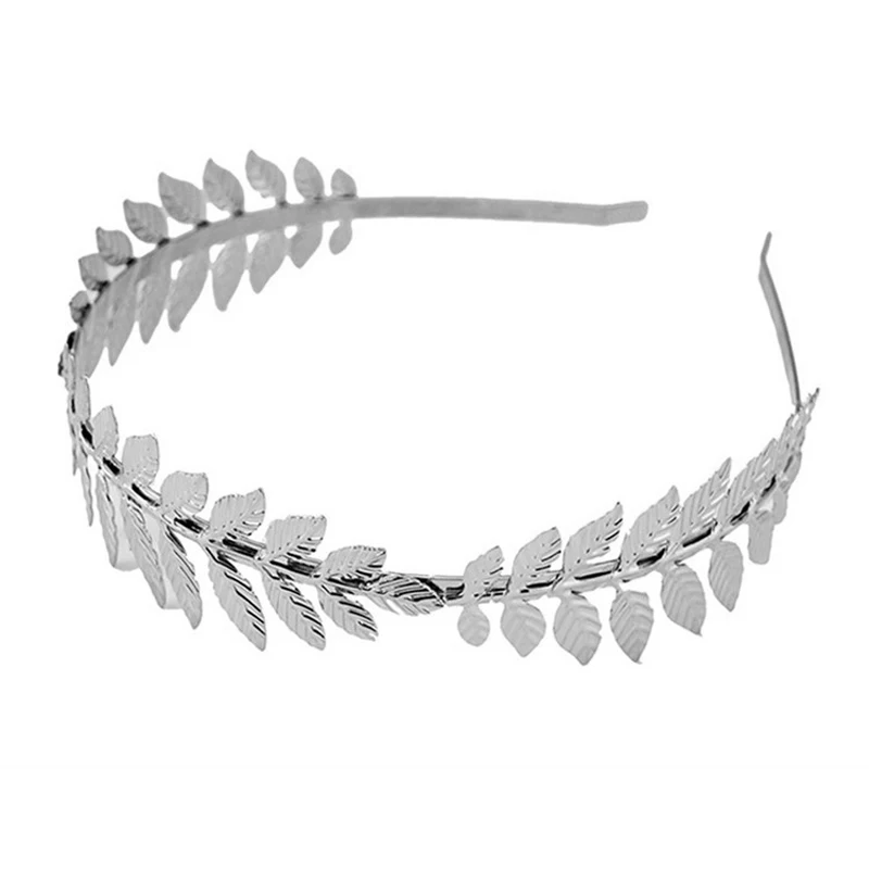 Женский обруч для волос в стиле барокко винтажный серебристого цвета с листьями