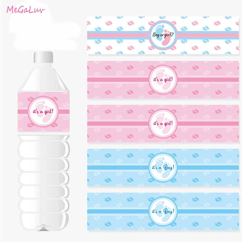 

12/24Pcs Boy Or Girl Water Bottle Labels Stickers Gender Reveal Party Favors Bottle Sticker Baby Shower Party Supplies