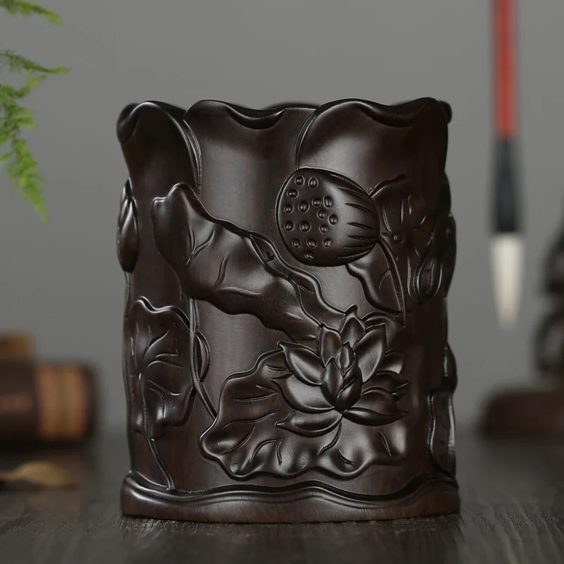 Резной стиль держатель для ручки ремесла украшение Лотос емкость хранения