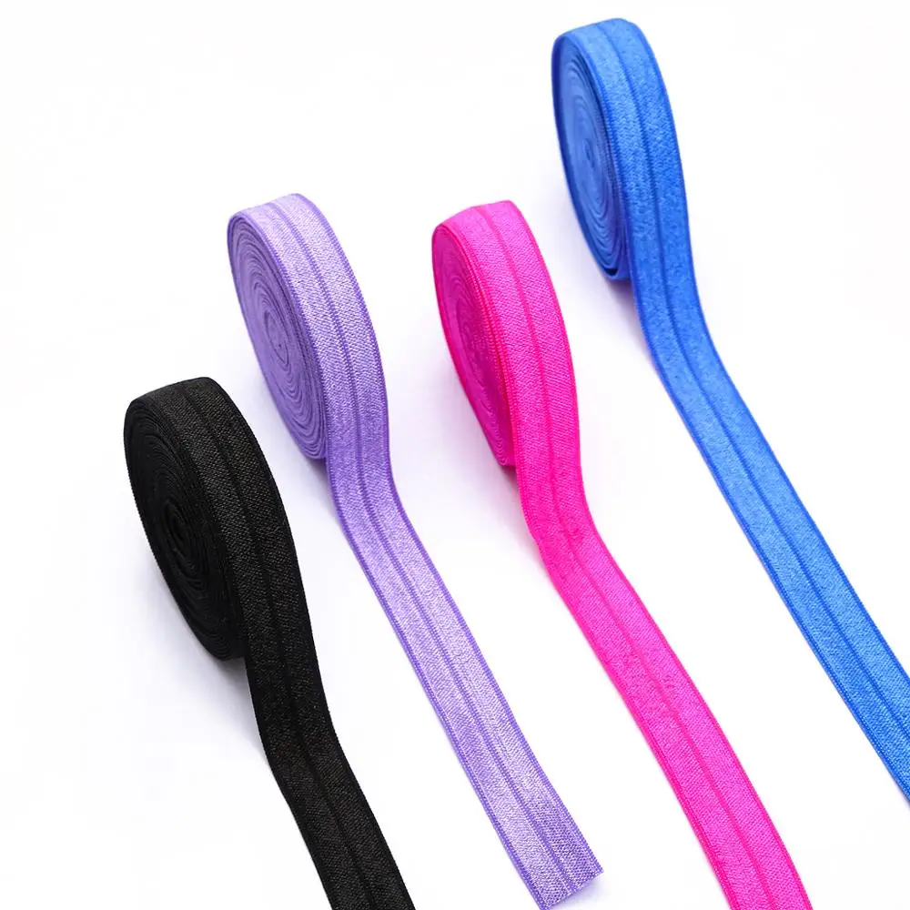 5 Ярд сплошной цвет блестящие складные эластичные FOE спандекс Резиновая лента