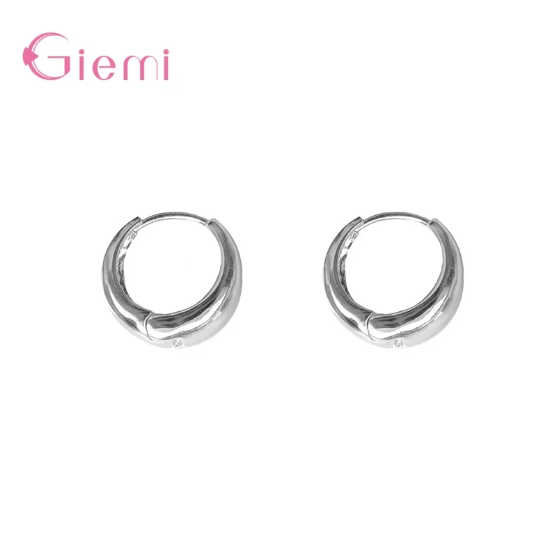 

Genuine Silver 925 Jewelry Simple Round Ear Hoops Earrings For Women Silver Fine Jewelry Accessory New Trendy