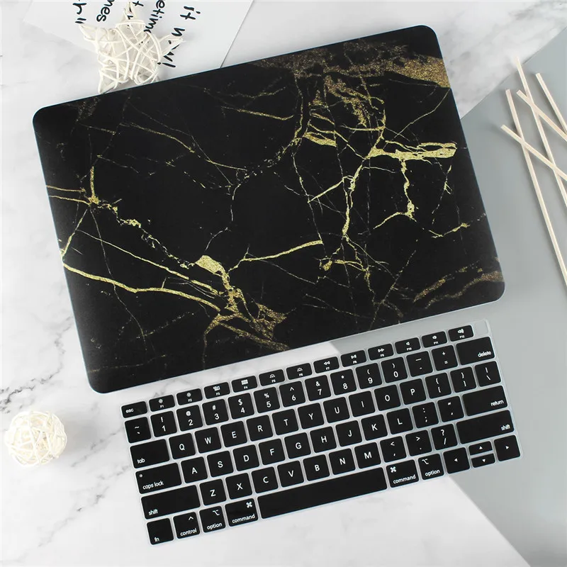 Чехол для ноутбука MacBook Air 13 11 Pro 13 15 retina A1502 Touch Bar mac book 12 13 1" A1708 A2159 A1989 жесткий чехол - Цвет: Black marble