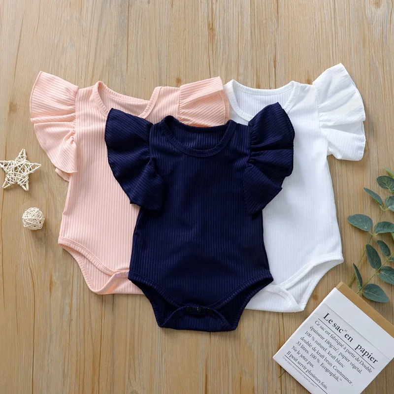 Newborn baby clothes baby girl jumpsuit summer fashion new baby romper big flower sleeve baby girl clothes
