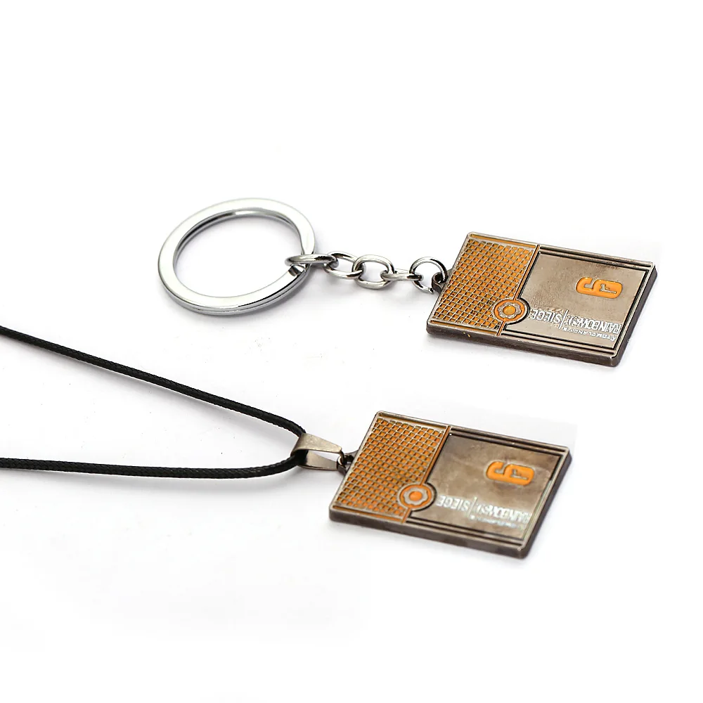 New Arrival Rainbow 6 Siege Keychain Tag Pendants 6 Choker Necklace Car Key Chains Key Holder Keyring Women Men Accessory Gift