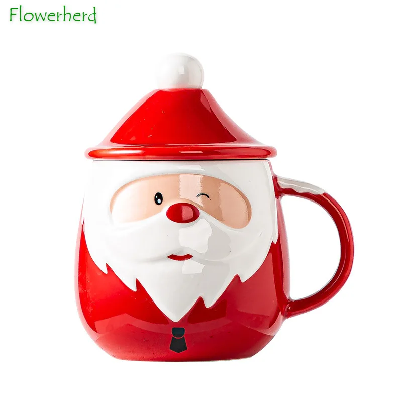 

Large Santa Claus Mug Christmas Coffee Mug Embossed Ceramic Mug Cute Creative Coffee Cup Coffeeware Drinking Cup Tea Mug