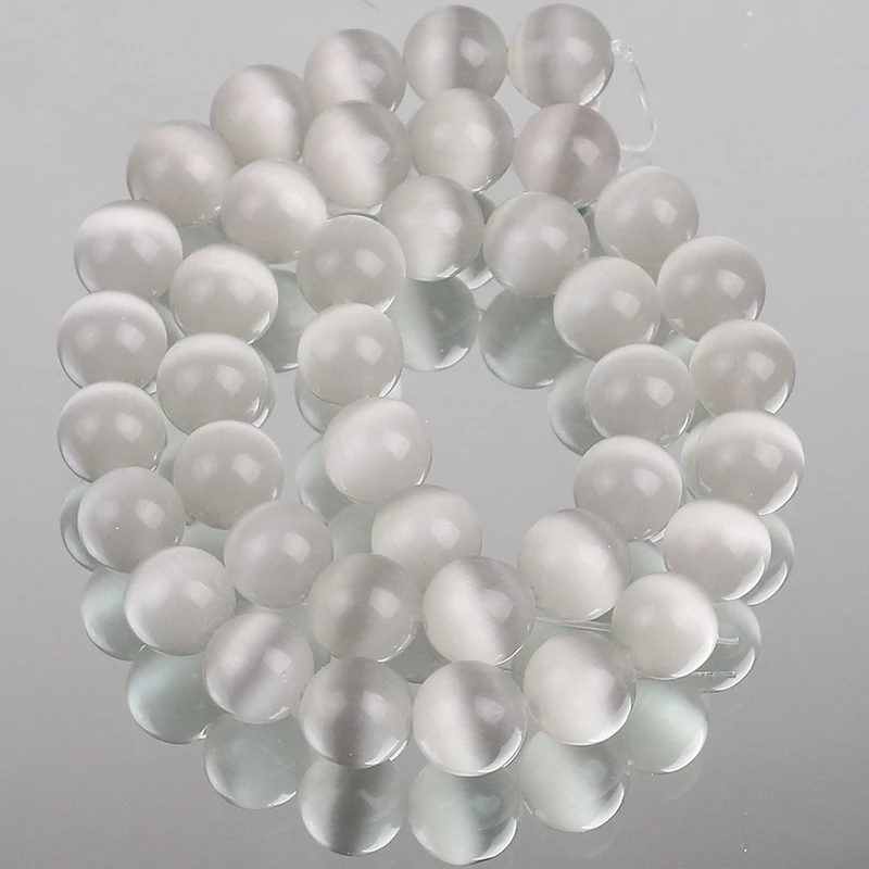

Natural Stone Glass Gray Cat's Eye Opal 4/6/8/10/12MM Loose Spacer Moonstone Beads For Jewelry Making DIY Bracelet Findings