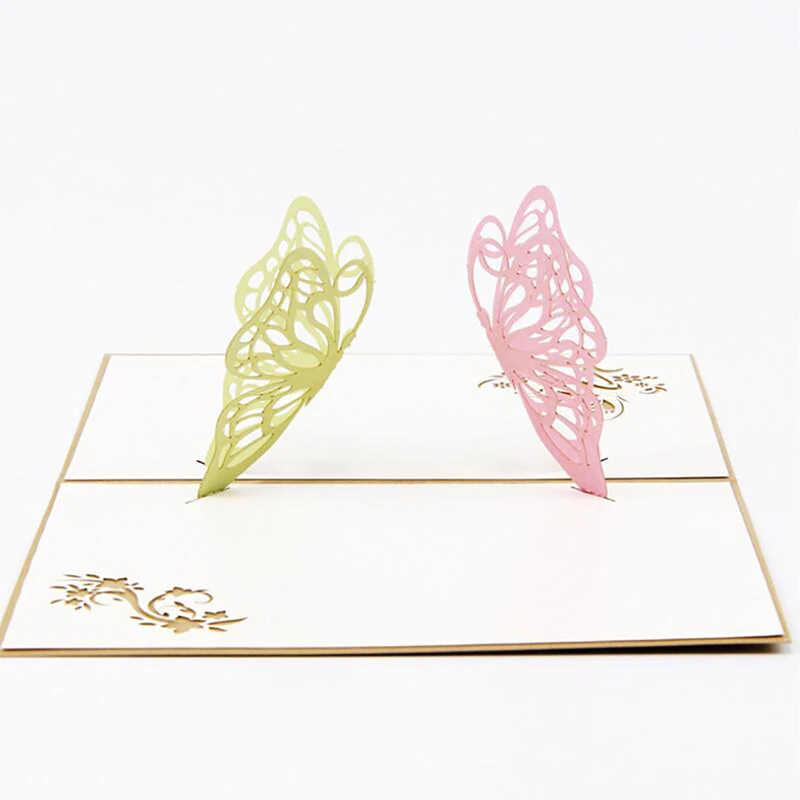 3D всплывающие пригласительные карты бабочки бумажные поздравительные открытки