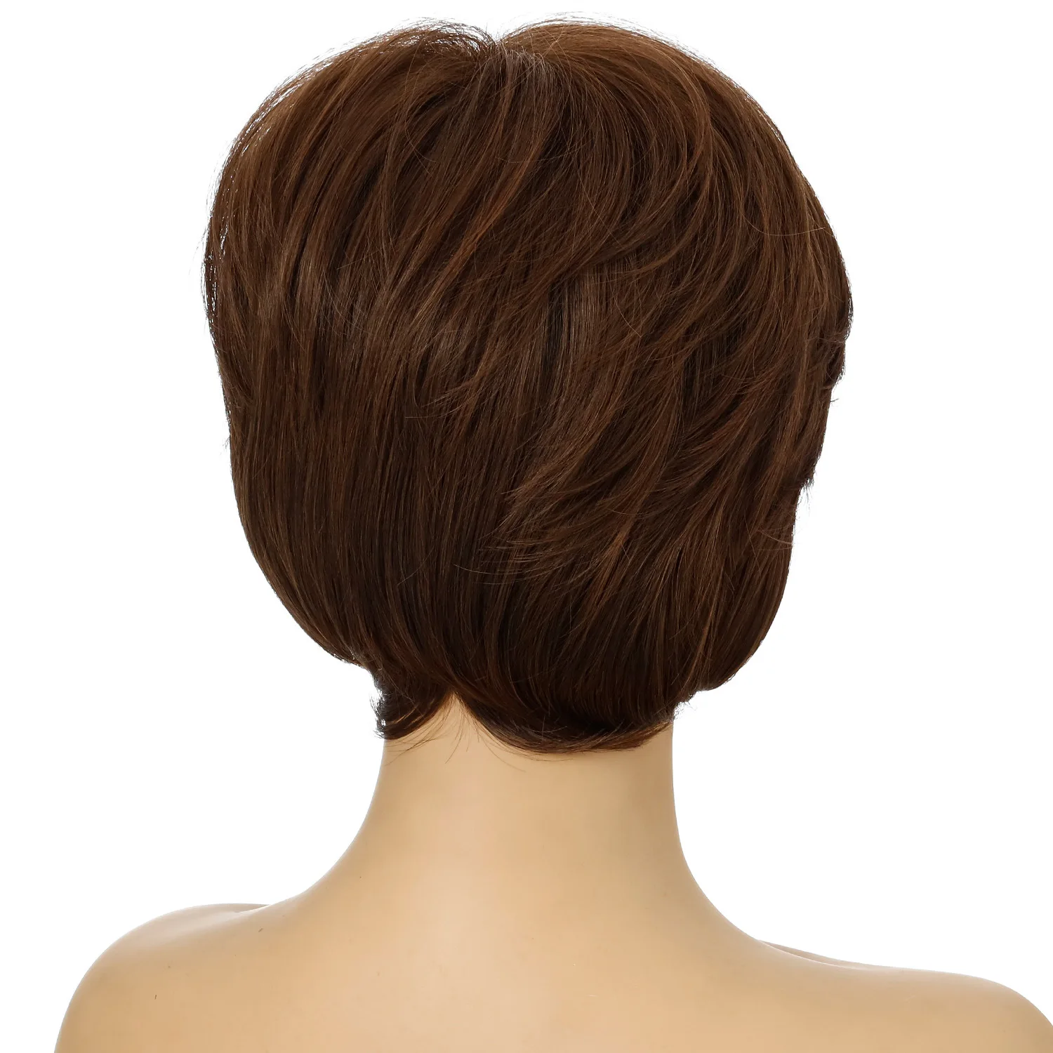 

Dark Brown Women Short Natural Curly Wig With Bangs Daily For White Black Women