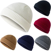 winter solid color dome knitted hat men casual thicken hedging wool caps vintage warm headdress