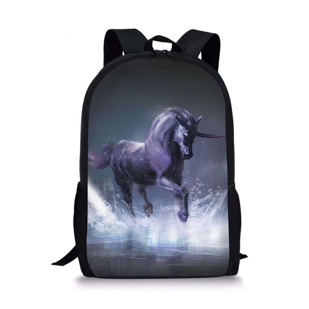 Fashion Children's Backpack Fantasy Horse Prints Pattern Toddler School Book Bags Cute Animal Women's Travel Backpack