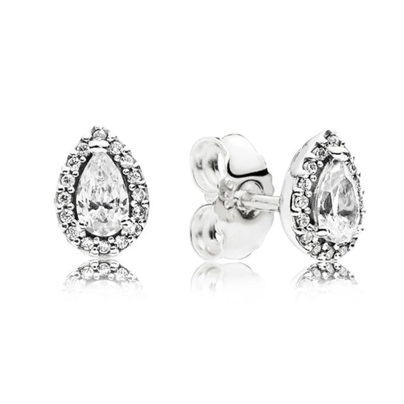 Стерлингового Серебра 925 розовое золото сверкающие круглые квадратные блестящие