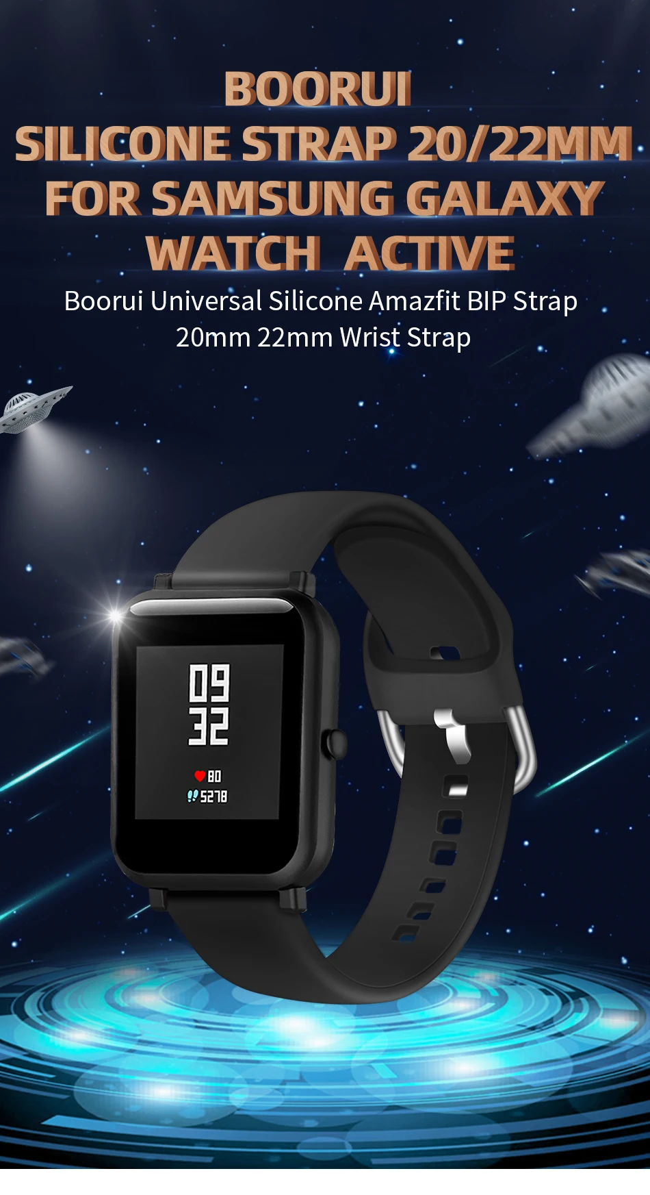 BOORUI Amazfit ремешок мягкий силиконовый ремешок для часов Замена для Xiaomi Huami Amazfit ремешок Bip с металлической пряжкой ремешок для часов 20 мм