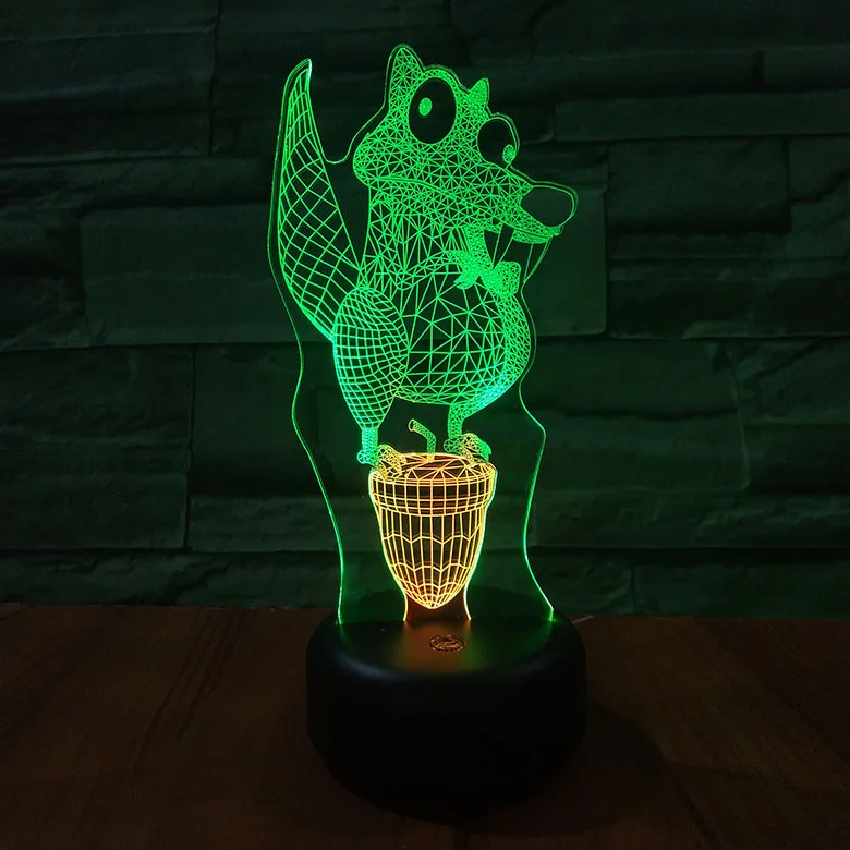 

Squirrel 3D Luminaria Night Light Baby Sleep Lamp Multicolor Lighting for Home Decor Kids Gift Toys