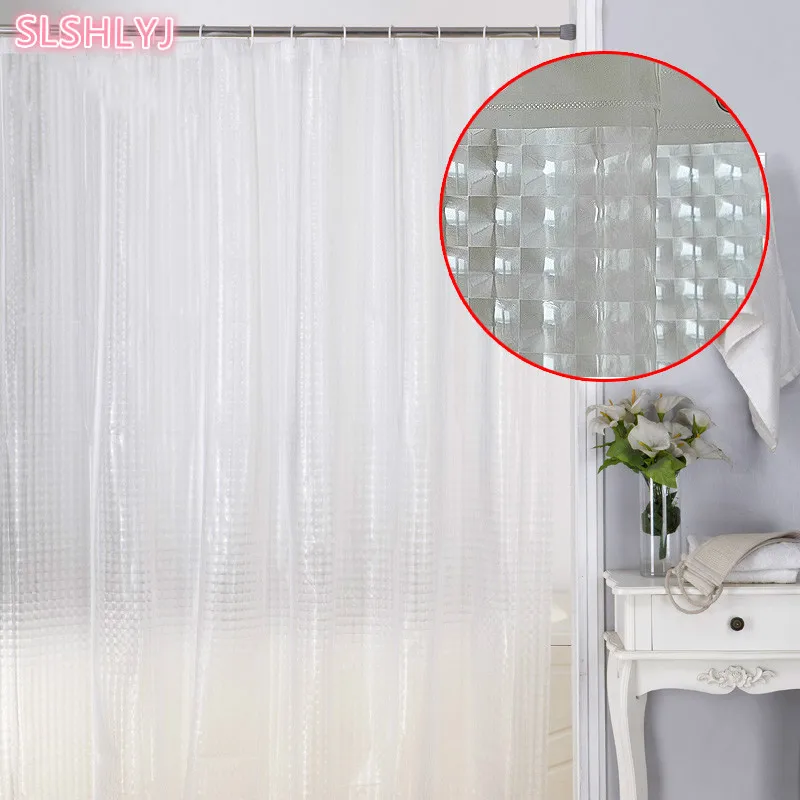 metal eyeplastic peva 3d waterproof shower curtain transparent white clear bathroom curtain luxury bath curtain with 12pcs hooks free global shipping