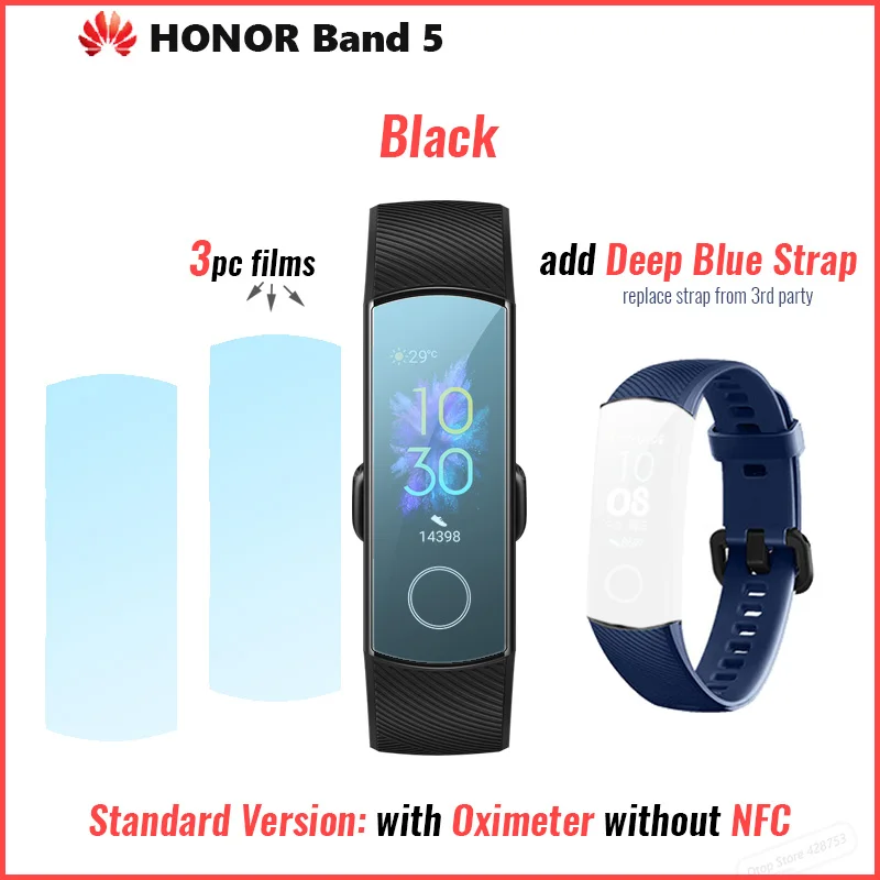 Band 5 black n dark Смарт-браслет huawei Honor Band 4 Amoled, цветной сенсорный экран 0,95 дюйма, для плавания, для обнаружения пульса и сна - Цвет: Band 5 black n dark