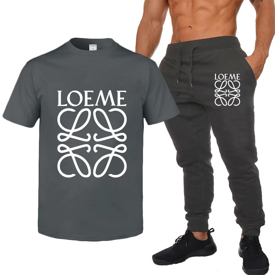 

Fashion men's sports shirt + pants 2-piece casual sportswear basketball clothing spring and summer new sportswear brand suit