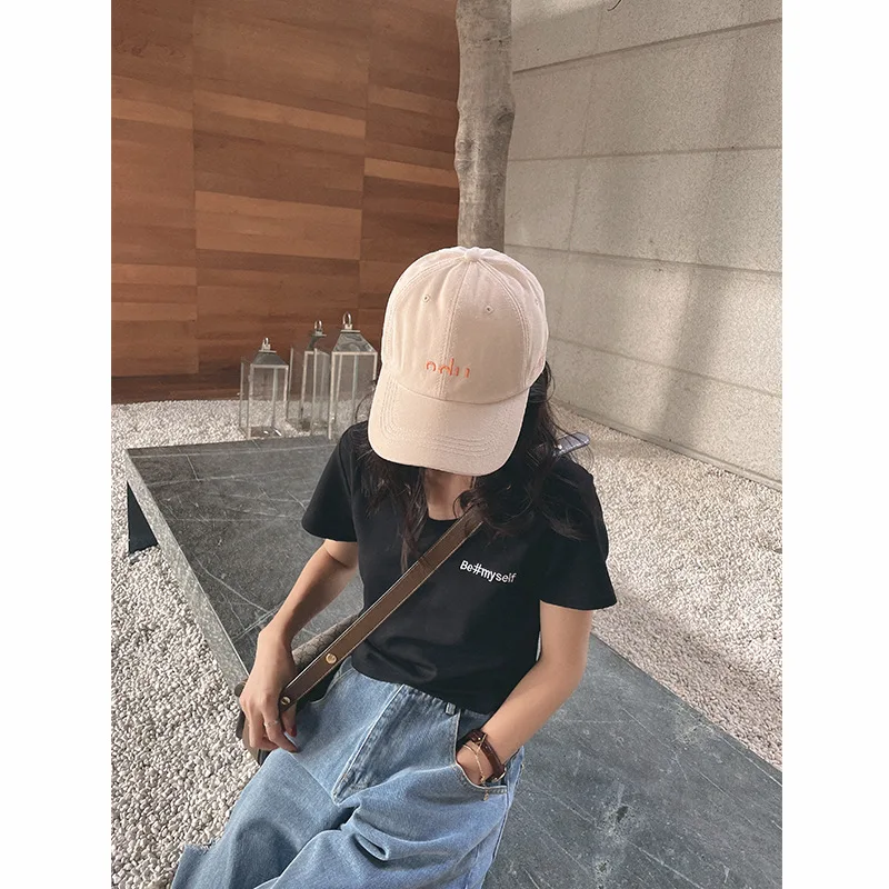 

Young and Younger Peaked Cap ~ Spring Concise Embroidered Baseball Cap Female Korean Style Versatile Face-Looking Small Hat