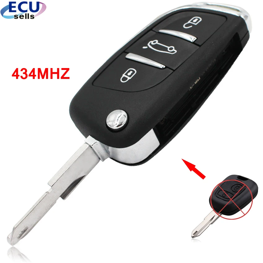 Складной ключ в стиле DS для Peugeot 206 207 206CC 3 кнопки бесключевой доступ дистанционный