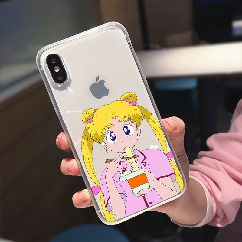 Чехол с японским аниме Сейлор Мун принцесса для iPhone 12 11 Pro Max X XR XS 8 7 6 Plus мини