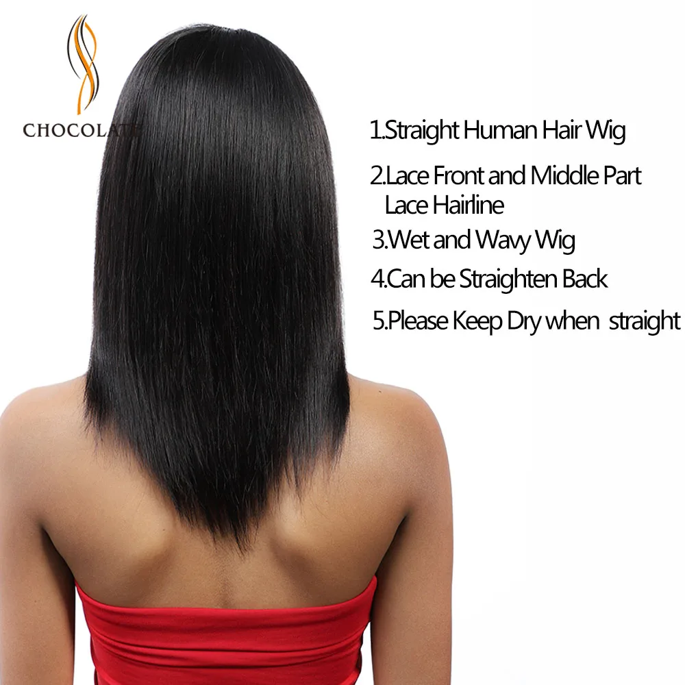 Wet and Wavy Human Hair Wigs Straight Remy Brazilian Lace Front Human Hair Wigs with Natural Hairline 13*2 Become Wave after Wet