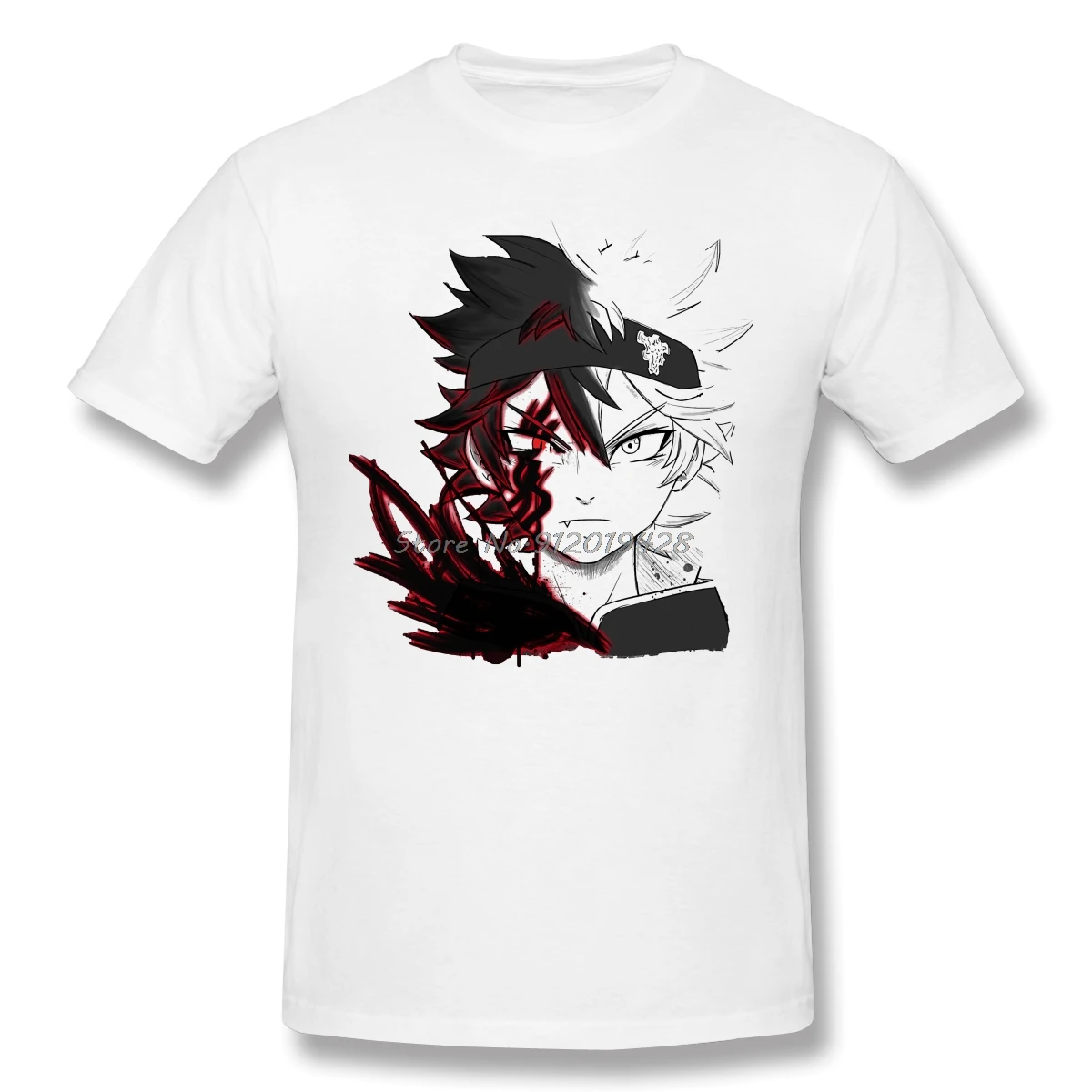 

Asta - Half Demon Homme T-Shirt Black Clover Tees Oversized Short Sleeve Cotton Tees Harajuku TShirt Streetwear