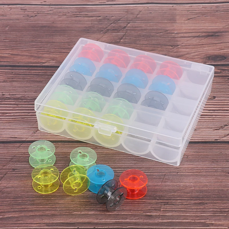 25 шт./компл. бобины коробка набор катушки для швейных машин красочные пластиковые