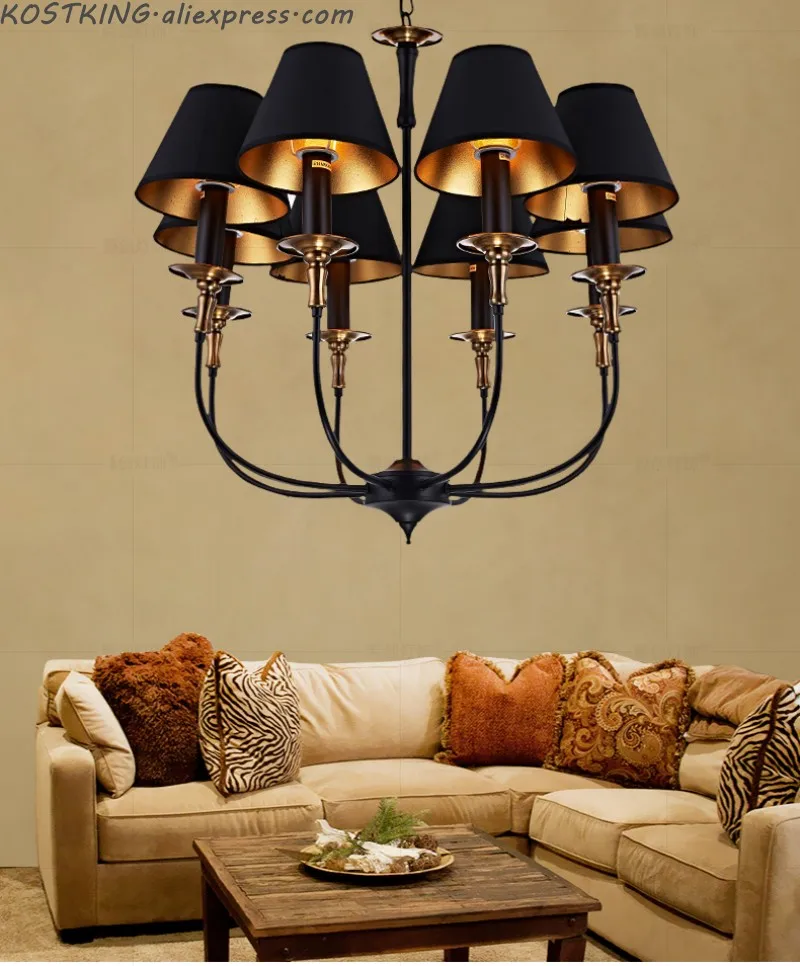 

Retro Iron Led Pendant Chandeliers Light Lustre Copper Dining Room Led Chandelier Lighting Living Room Hanging Lights Fixtures