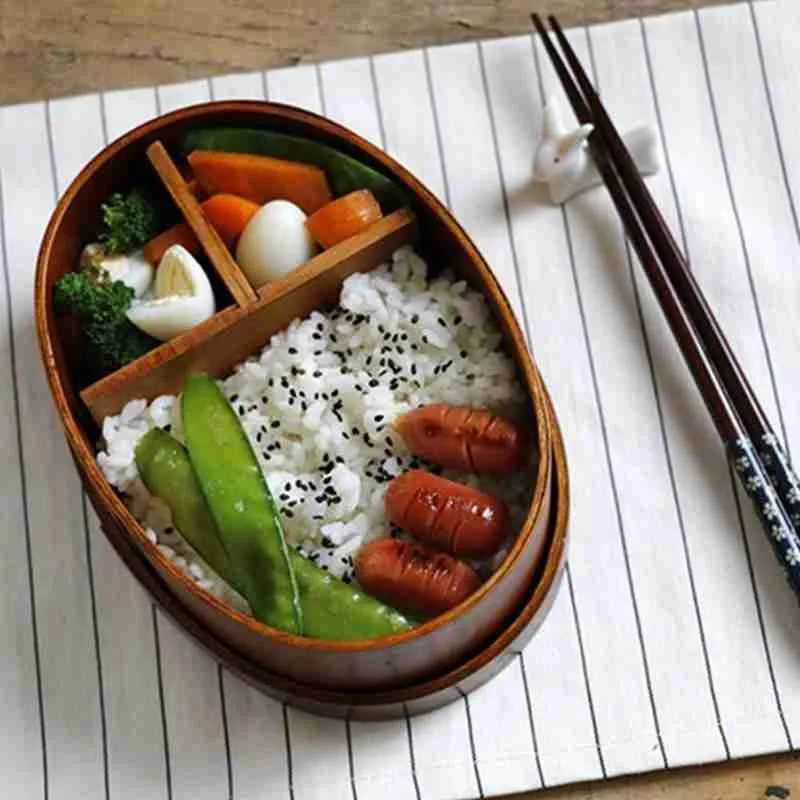 Портативный деревянный Ланч-бокс в японском стиле для сохранения свежести бенто