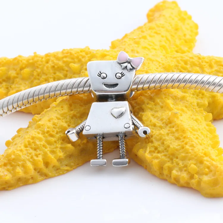 

Amas S925 Sterling Silver Robot Beads Charms Fit Original Bracelet Women Jewelry Diy Gift