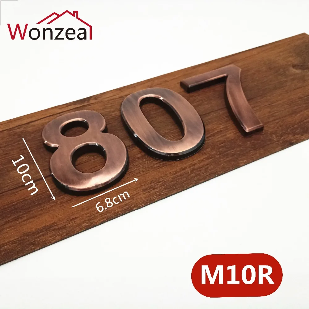 10 см 0123456789 современная красная медь, бронза цвет табличка дверной номер дом отель дверь адрес стикер с цифрами табличка ABS пластик
