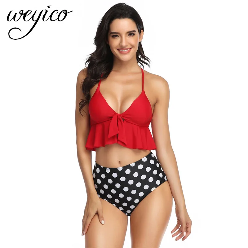 Сексуальный комплект бикини купальный костюм для женщин ретро Перекрещенные