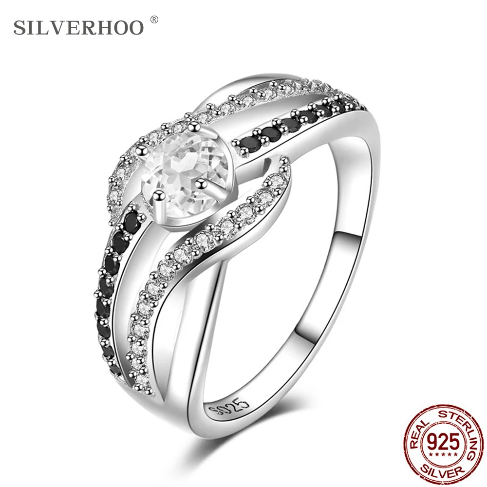 SILVERHOO ювелирные изделия из натурального серебра 925 пробы модные обручальные