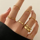 Набор женских колец в стиле панк, крученые кольца с золотыми цепочками, 2021