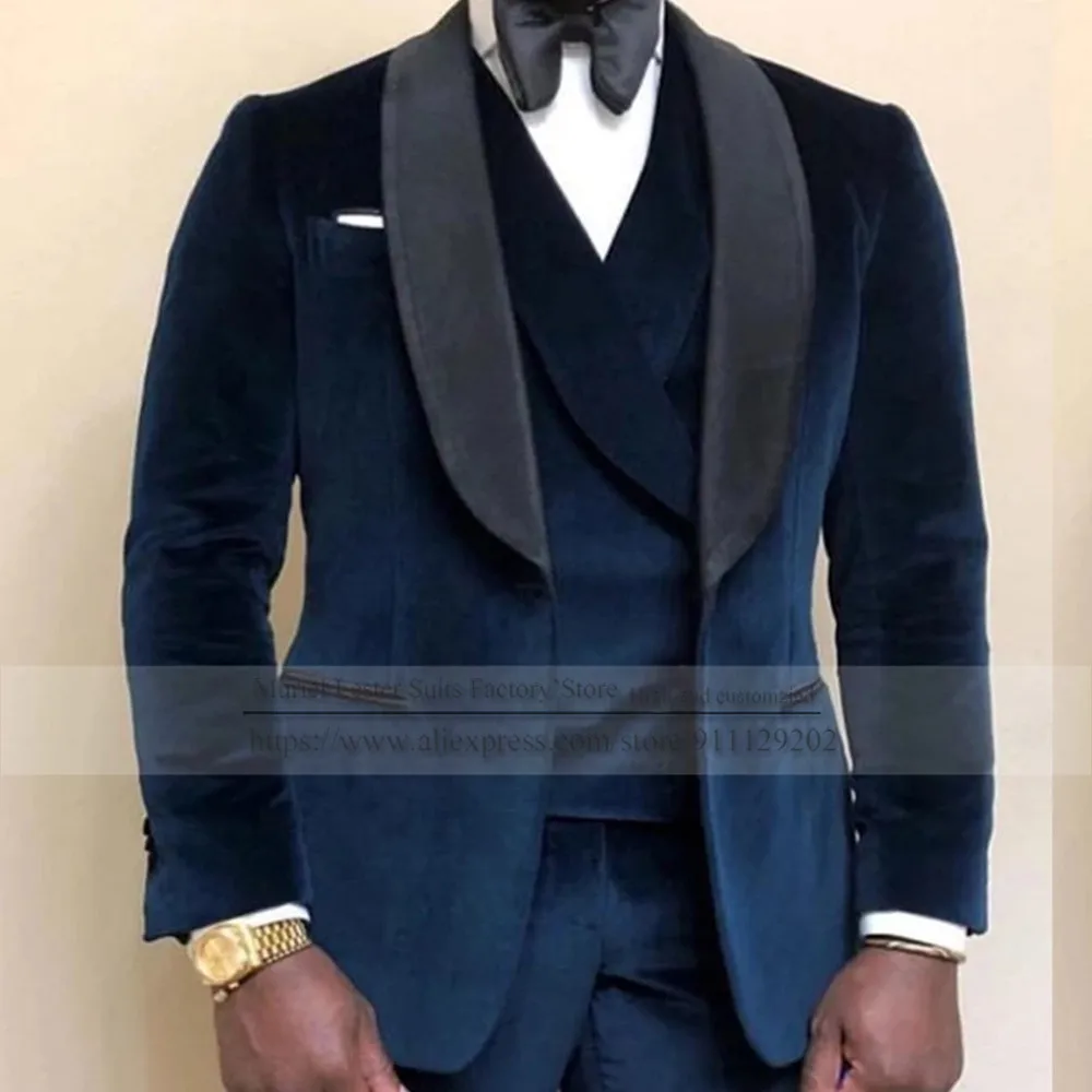 Зеленые бархатные свадебные смокинг 3 шт. африканские мужские костюмы для зимы