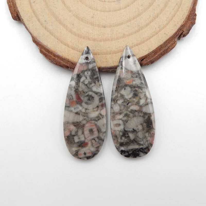 

Продажа! Модные полудрагоценные камни из натурального криноида, ювелирные изделия, аксессуары для женщин, серьги из бисера 36x14x5 мм, 7,3g