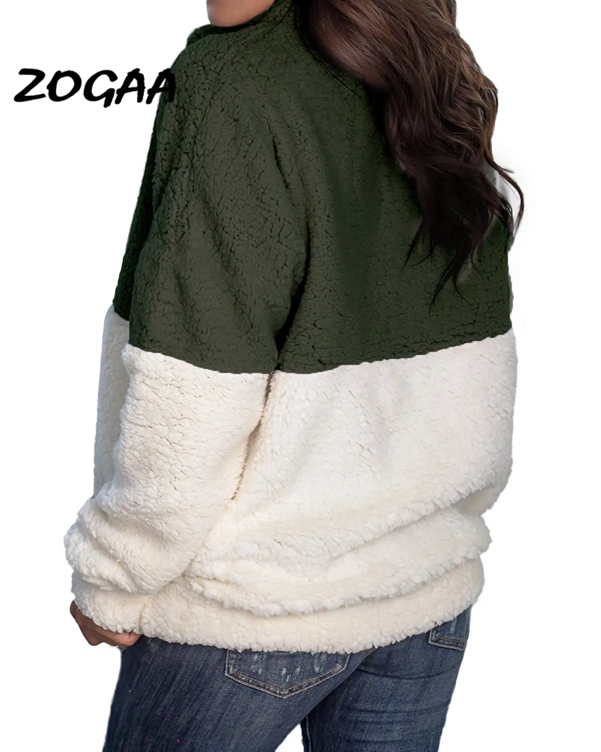 

ZOGAA Casual Lapel Plush Women's Jacket SweaterWomen Knitted Hoody Long Sleeve Loose Pullover Tops Lightweight Hoody