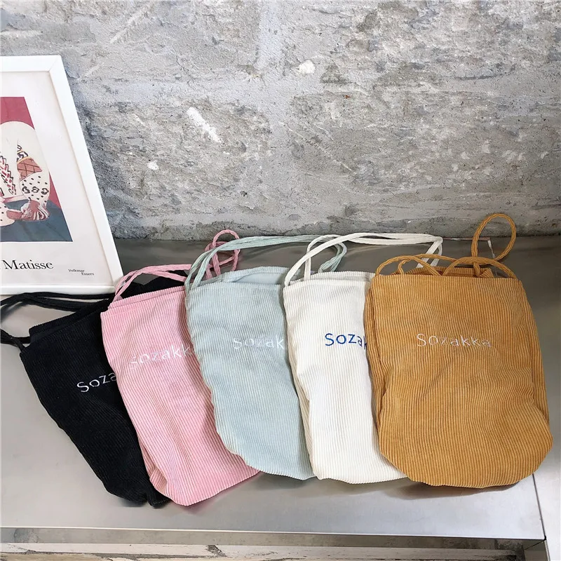 Вельветовая Холщовая Сумка на одно плечо сумка для покупок Женская Студенческая