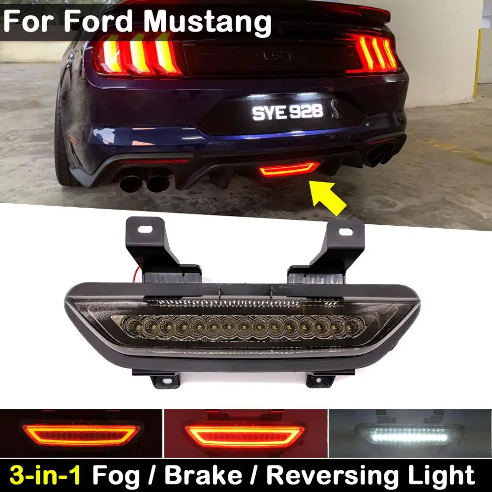 

Для Ford Mustang 2015-2018 3-в-1 дымчатые линзы светодиодный красный тормозной светильник задний противотуманный фонарь белый чтя светильник s Запасной светильник