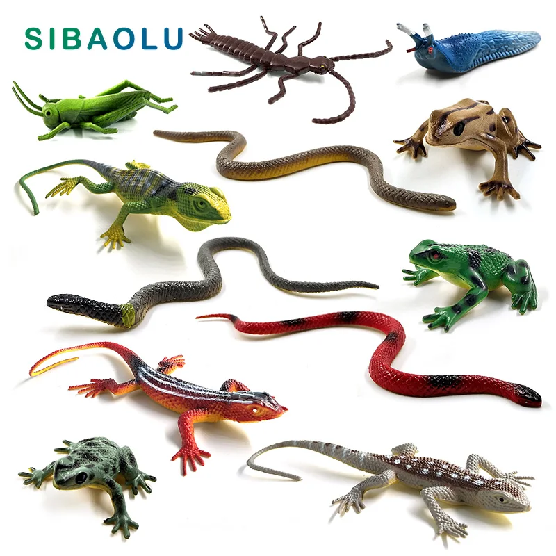 12 шт. фигурка лягушки змеи ящерицы модель животного Декор для дома аксессуары