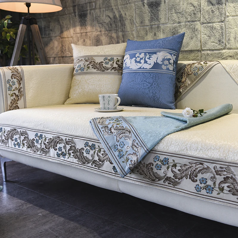 Four Seasons Sofa Cover for Living Room Embroidered Couch Mat Towel Slipcover Furniture Protector | Дом и сад