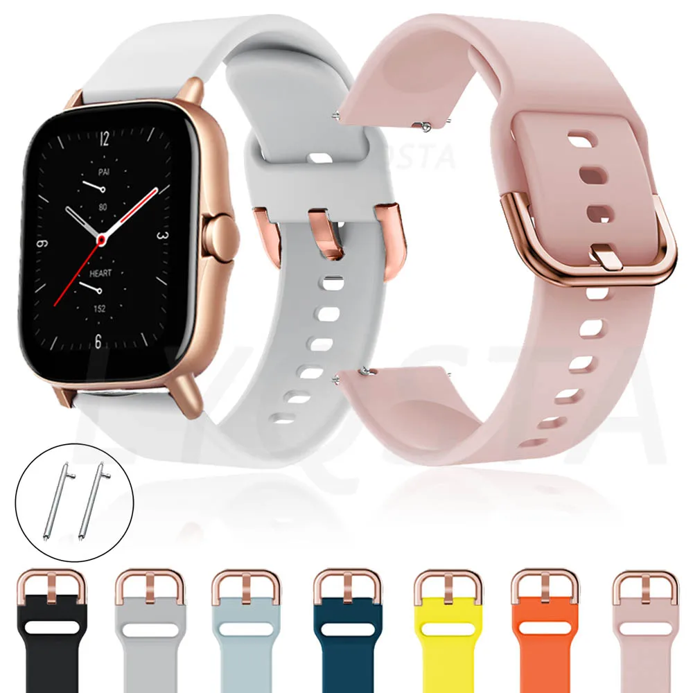 Ремешок силиконовый для Huami Amazfit GTS 2E/GTR 42 мм/huawei GT3 мм GT 2 браслет Bip U S 20 | Электроника