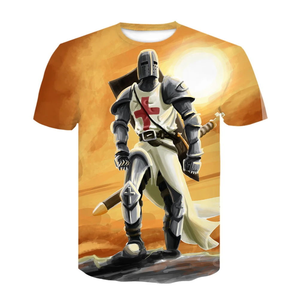 

2021 Novelty Knight Temple Fashion Men's 3D Printing Short Sleeve Knight Temple Casual Hip Hop Harajuku T-Shirt Apparel