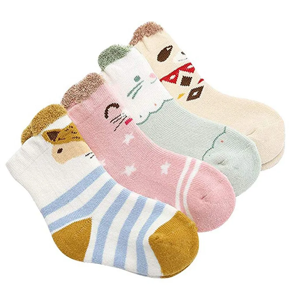 Fox Bear Cat Dog Pattern Knee High Socks Toddler Baby Girls Boys Children Cute Cartoon Animal Autumn Winter Stretchy Warm Sock | Детская