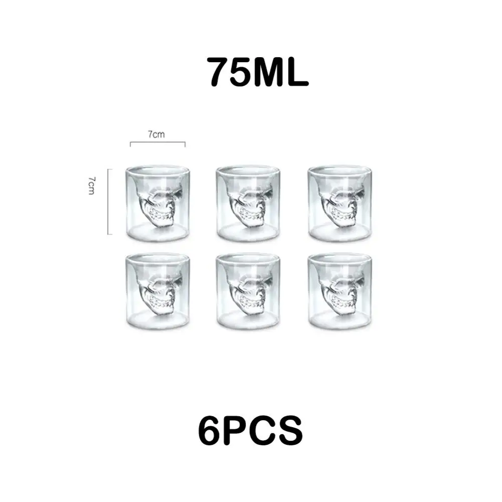 6PCS-75ml Креативная голова призрака 3D термостойкая анти-обжигающая двойная стеклянная чашка для Хэллоуина, вечерние, Клубные, рождественские, питьевая утварь - Цвет: 6PCS-75ml