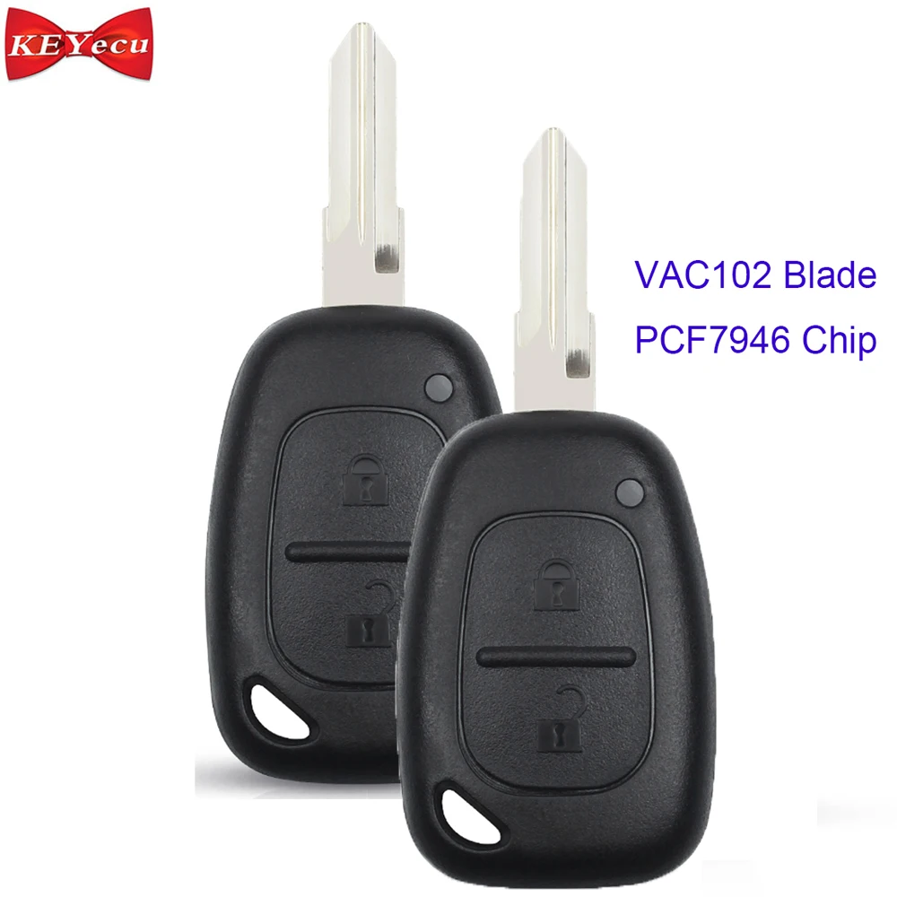 KEYECU 2 шт. для Renault Clio Scenic Movano Kangoo дистанционный ключ PCF7946 чип VAC102 лезвие 433 МГц|buttons