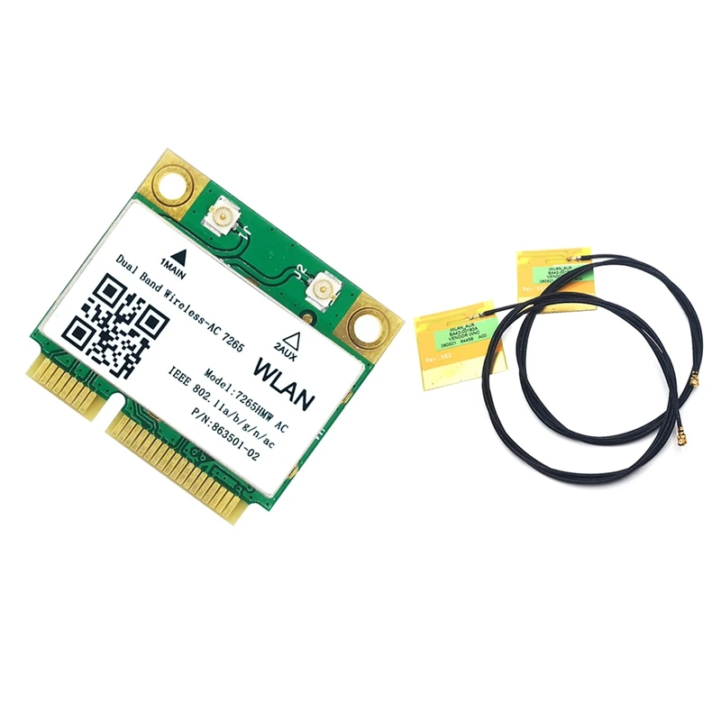 

Сетевая карта 7265AC 7265HMW со встроенной антенной Mini PCI-E 1200 Мбит/с Bluetooth 4,2 Dual Band 2,4 г/5G для Win7 Win 8 Win 10