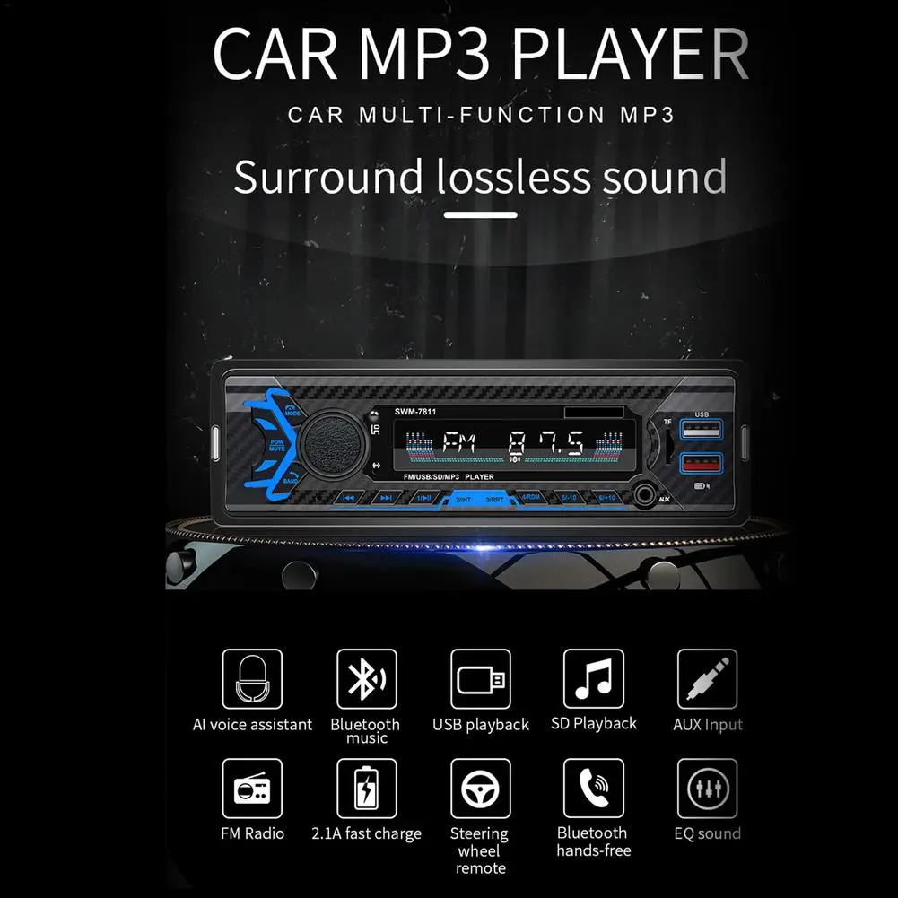 Автомобильный стерео MP3-плеер 1DIN 12 В Bluetooth FM-радио универсальный автомобильный